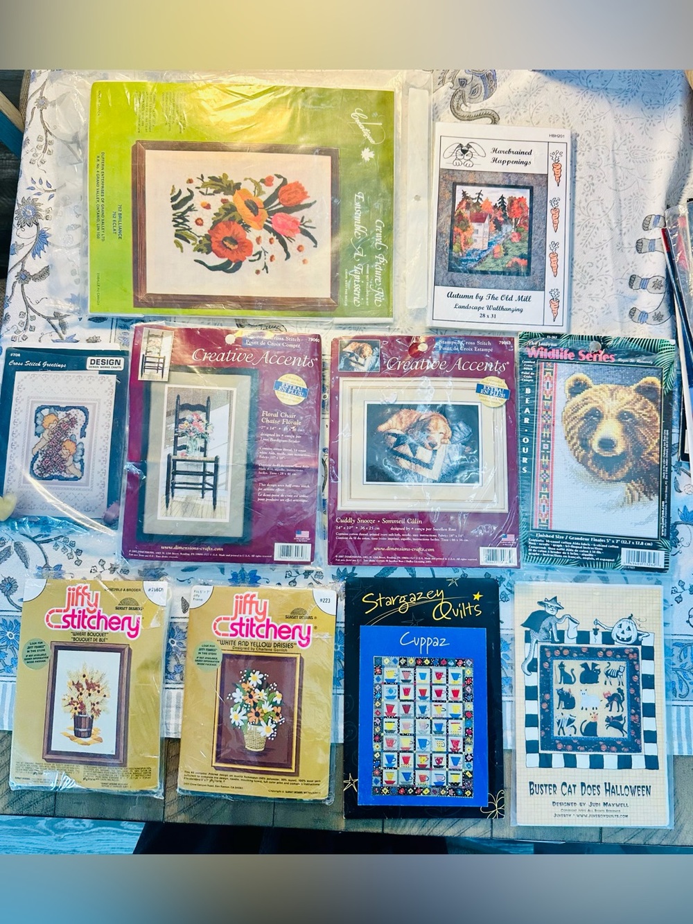 Vintage Craft De-Stash Mega-Lot 🧵 10pc Cross Stitch Needlepoint Quilt Kits DEAL!